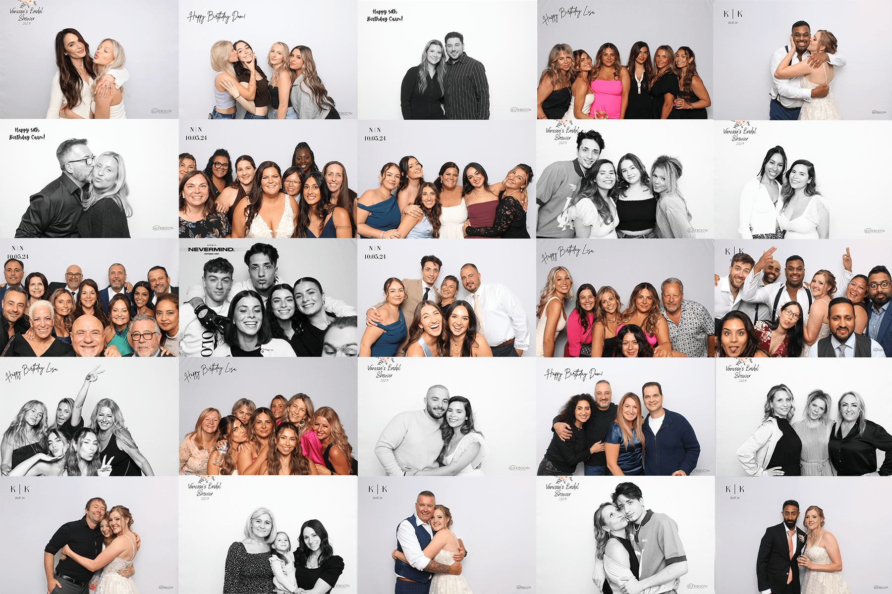 A montage of black-and-white SelfieBooth Toronto event photos